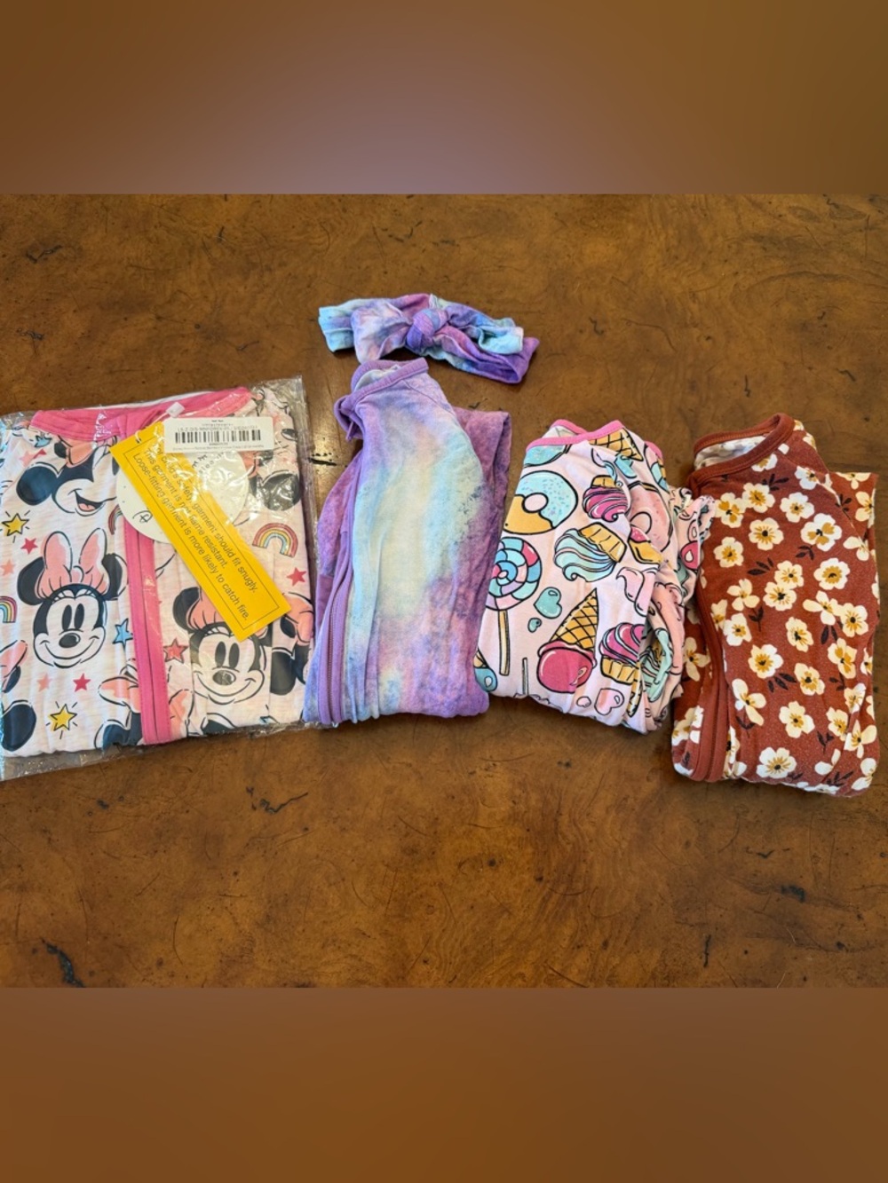 Girls' Pastel Tie-Dye Headband and Leggings Set - Purple/Pink/Blue